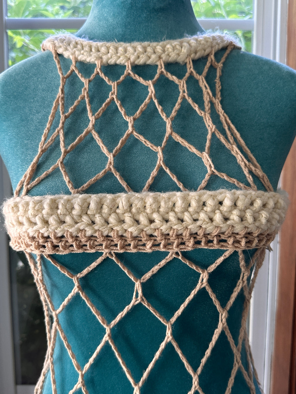 Golden knee length dress and adjustable censor strip