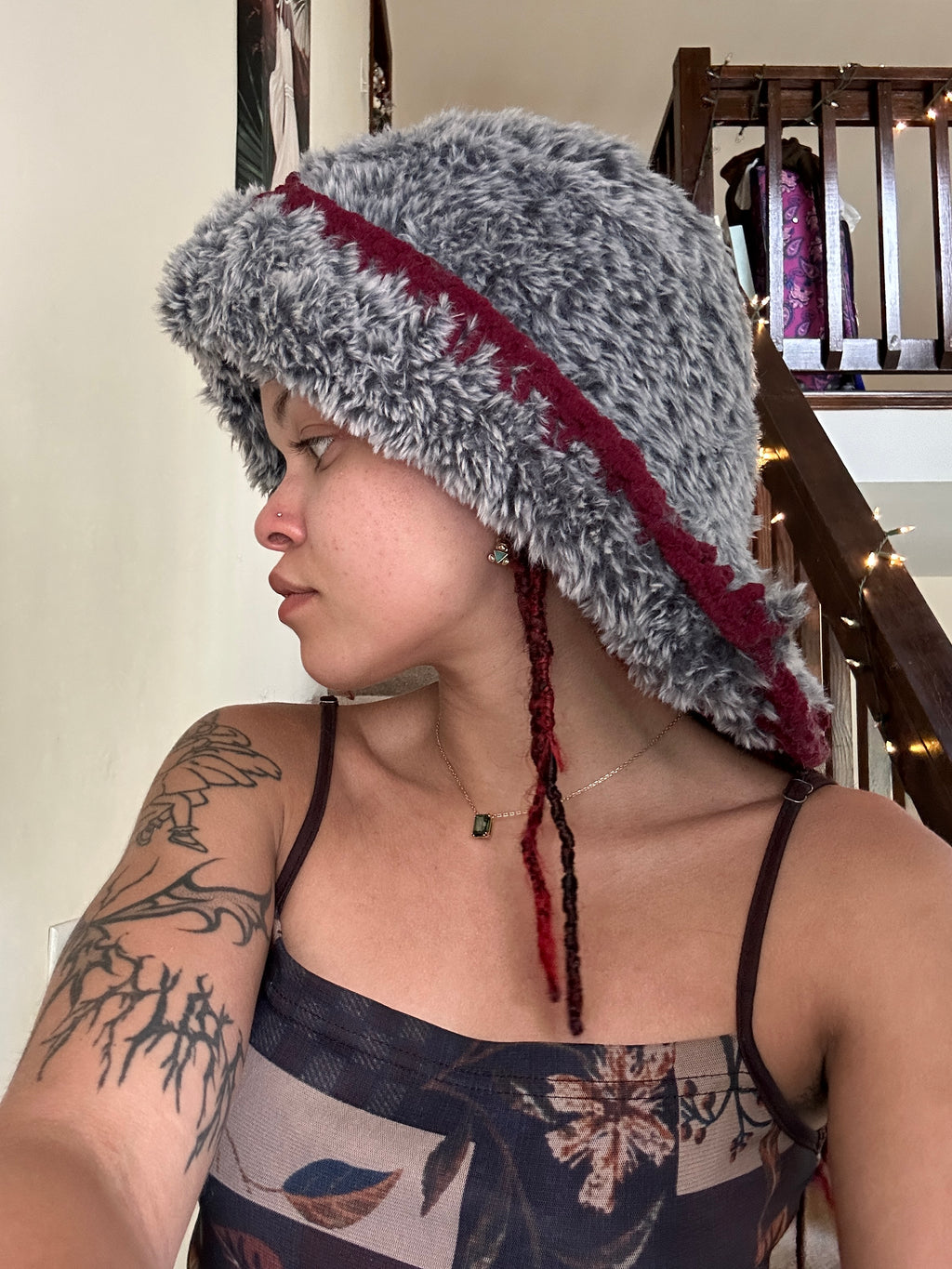 Grey Fuzzy hood