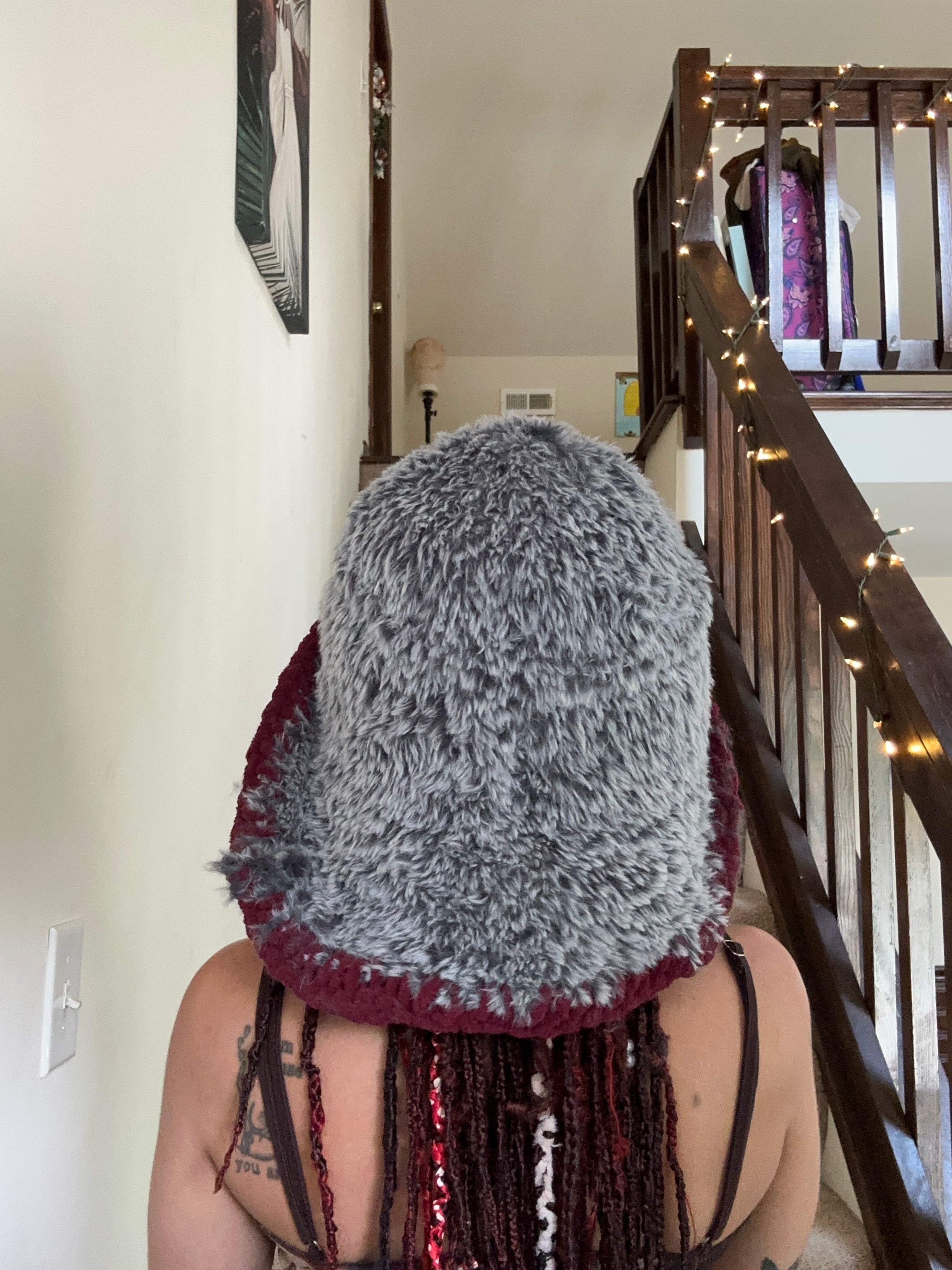 Grey Fuzzy hood